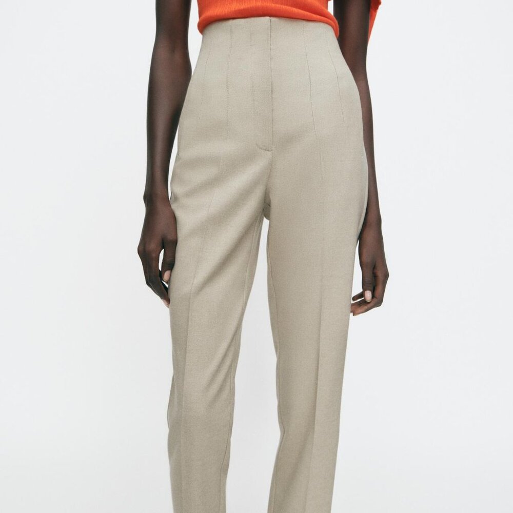Zara High Waisted Pants in Tan (S)